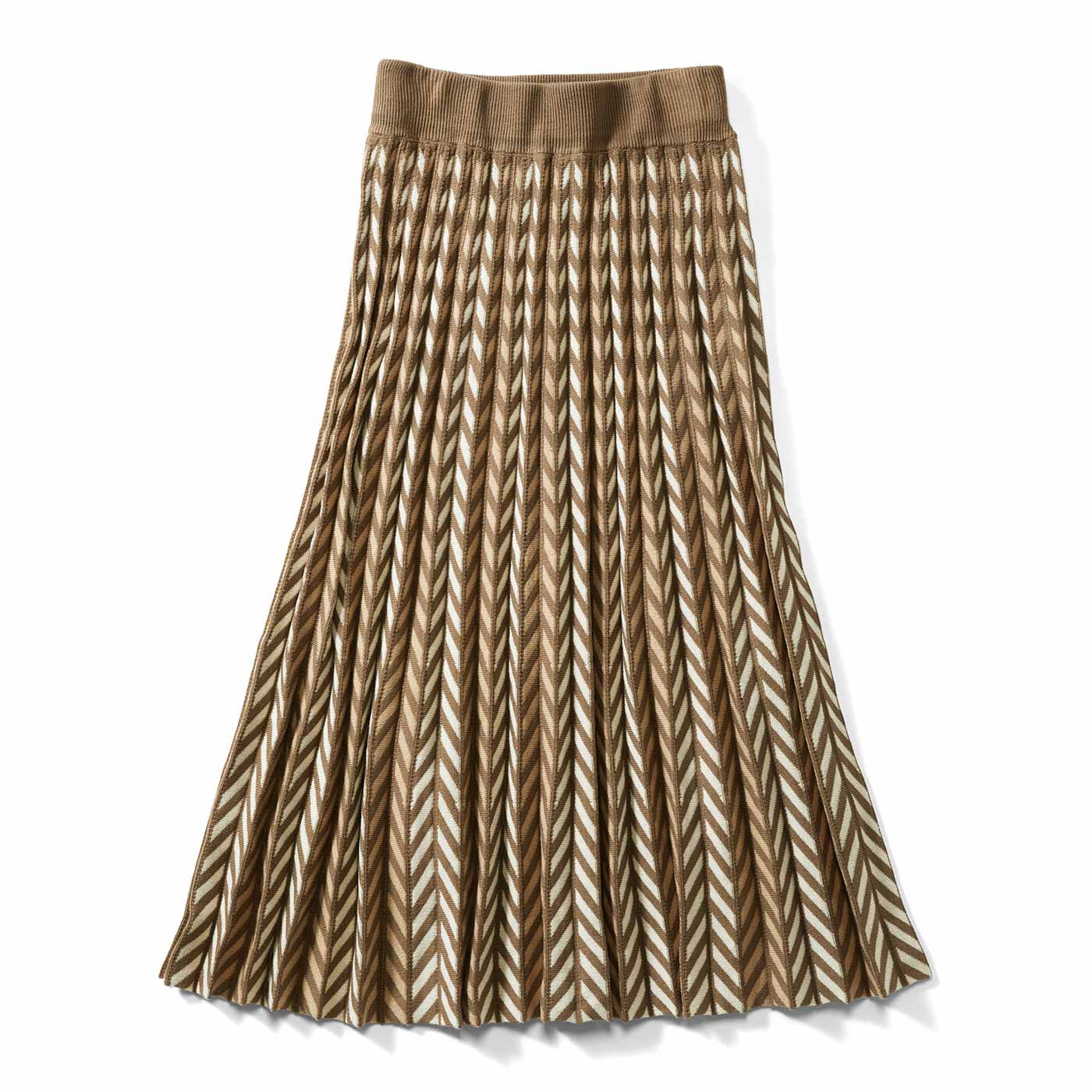 Live in  comfort|ヘリンボーン柄プリーツニットスカート〈ＢＥ〉