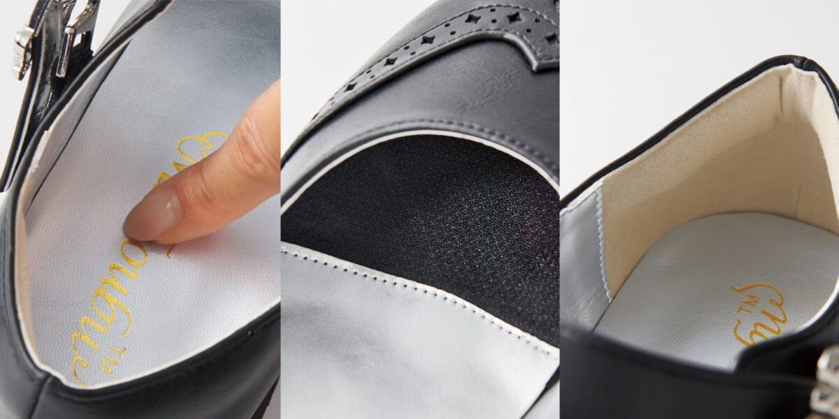 インソールはふかふか低反発で、蒸れたくない足先はメッシュ仕様